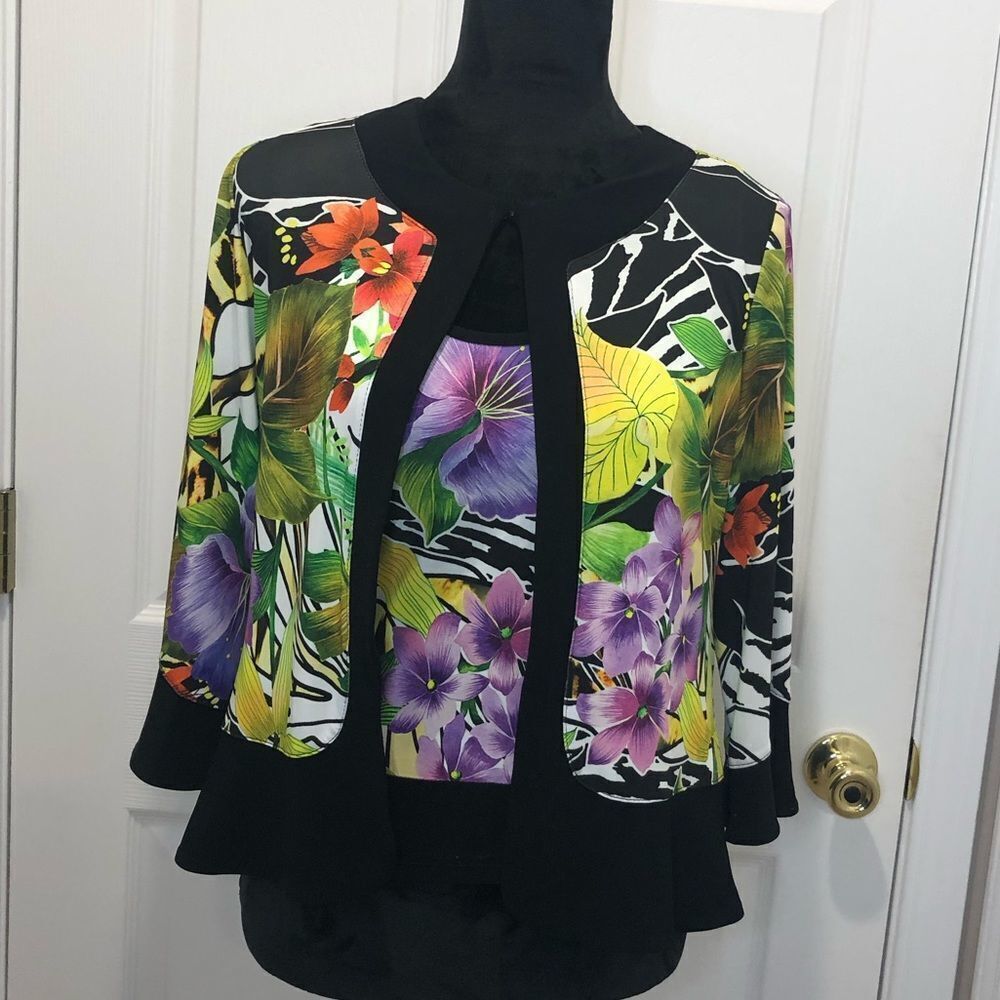 Joseph Ribkoff floral print jacket and shell tank top set, size 6